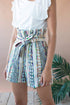 Nia Paper Bag Waist Shorts With Pockets - Fez Morocco Stripe